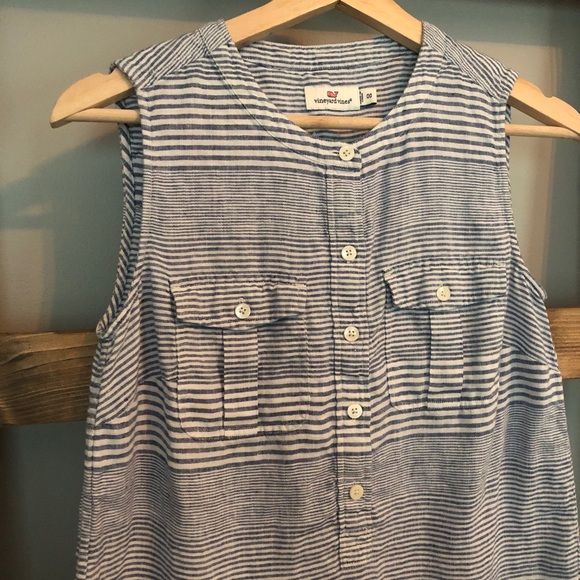 Vineyard Vines | Linen Stripe Sleeveless Popover - Picture 4 of 7